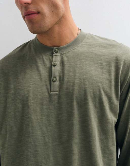 Reclaimed Vintage Henley-T-Shirt in Khaki, 2 von 5
