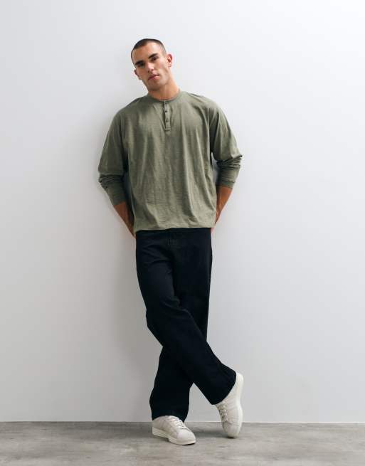 Reclaimed Vintage Henley-T-Shirt in Khaki, 4 von 5