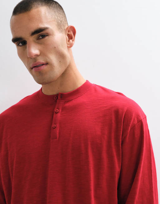 Reclaimed Vintage Henley-T-Shirt in Rot, 2 von 5