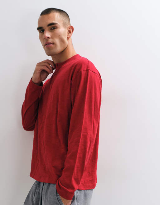 Reclaimed Vintage Henley-T-Shirt in Rot, 5 von 5