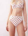 [Reclaimed Vintage] Reclaimed Vintage high waist bikini bottom with seam details in retro heart print-Multi 6 multi