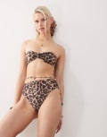 [Reclaimed Vintage] Reclaimed Vintage high waist bikini bottoms in leopard print-Multi 14 leopard print