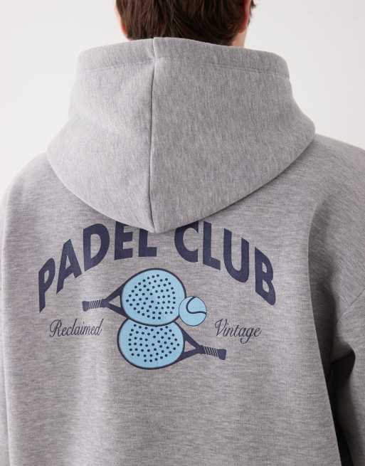 Reclaimed Vintage hoodie in grey marl with padel logo, 5 of 5