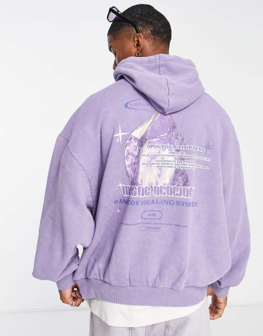 Reclaimed Vintage - Hoodie met 'Mystic Healing'-print in paars