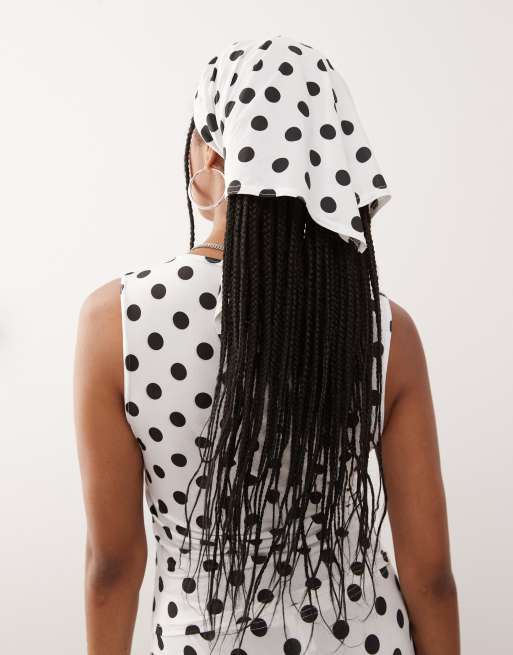  Reclaimed Vintage - Hoofddoek met stippenprint, deel van co-ord set, 2 van 3
