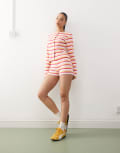 [Reclaimed Vintage] Reclaimed Vintage hotpants in multi stripe (part of a set) M Multi colour stripe