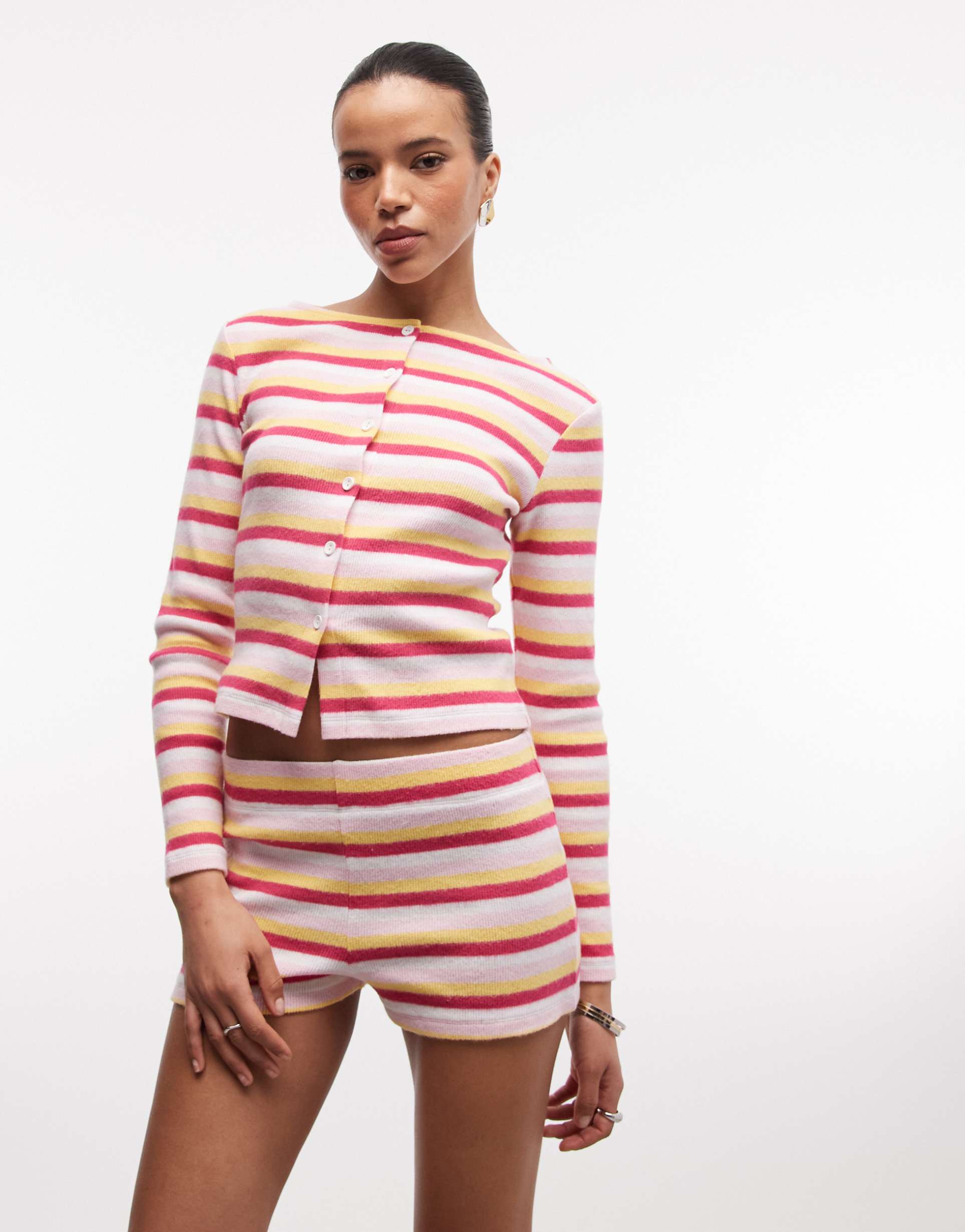 reclaimed vintage hotpants in multi stripe - part of a set