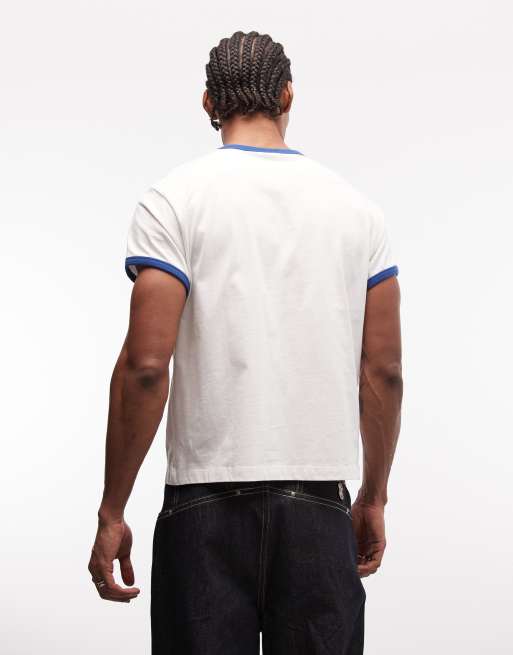 Reclaimed Vintage - Hvid og marineblå ringer-T-shirt med stjerneprint, 5 af 5