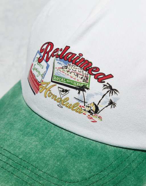Reclaimed Vintage - Hvid unisex-kasket med 'Honolulu'-print, 2 af 3