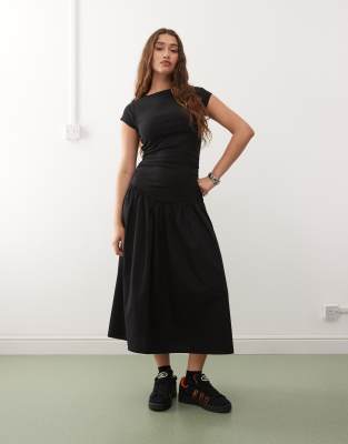 Reclaimed Vintage Hybrid Midi Dress With Ruching Detail In Green