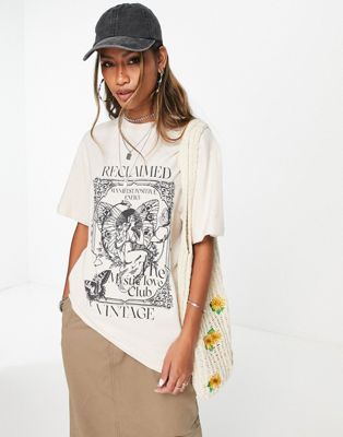Reclaimed Vintage inclusive oversized t-shirt in cream with mystic print