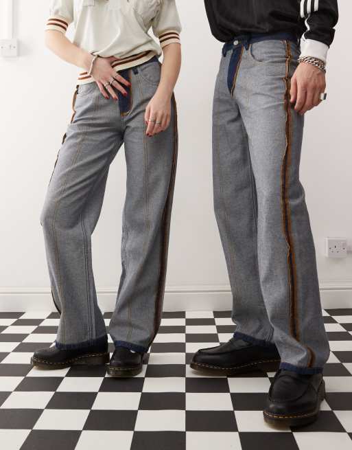 Reclaimed Vintage – Indigoblå jeans i unisex-modell med avig design