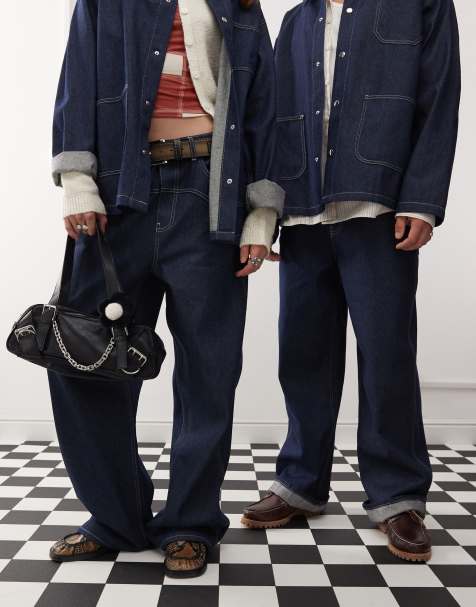 Reclaimed Vintage - Indigoblå western-jeans med lige ben i enkelt design - Del af sæt - view 1