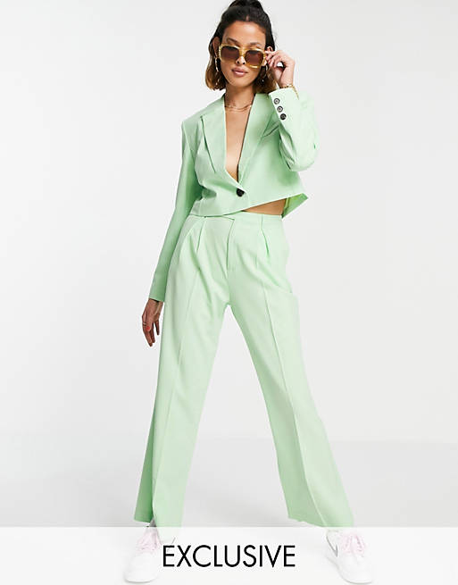 Reclaimed Vintage inpspired high waisted trousers in green