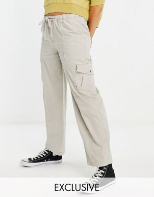 Reclaimed Vintage inspired 00's low rise nylon cargo trouser in stone - ASOS Price Checker