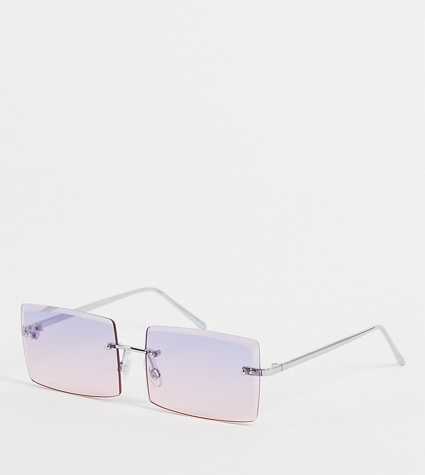 Reclaimed Vintage Inspired 00s rimless rectangle sunglasses in pink