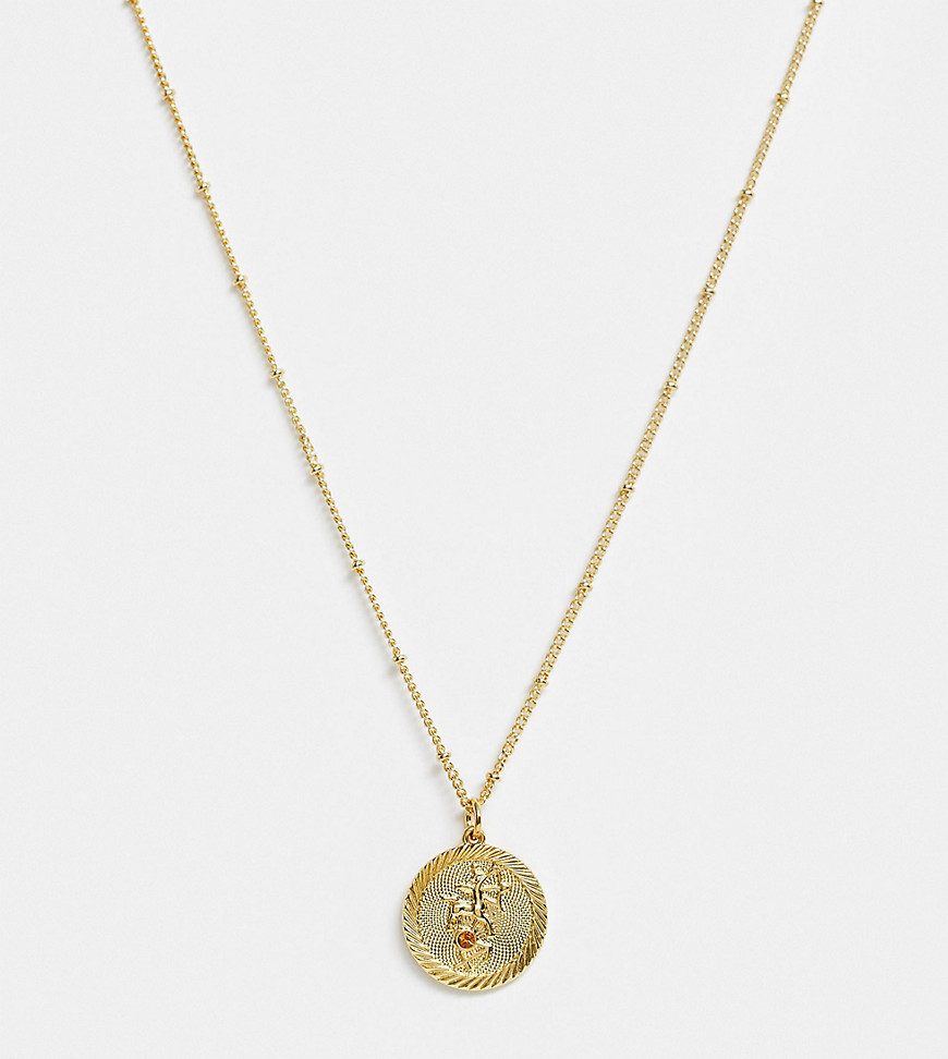 Reclaimed Vintage inspired 14k gold plate sagittarius star sign coin necklace