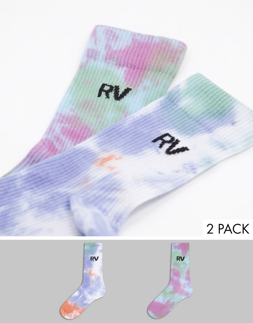 Reclaimed Vintage Inspired 2-pack unisex tie dye socks with logo-Multi