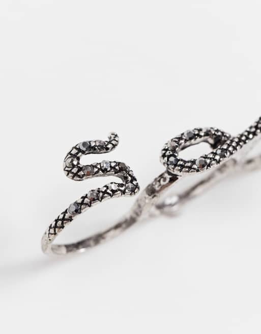 Reclaimed Vintage inspired 3 finger snake ring in silver ASOS