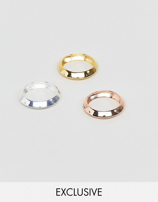 Reclaimed Vintage Inspired 3 Pack Band Rings In Sterling Silver Exclusive To ASOS