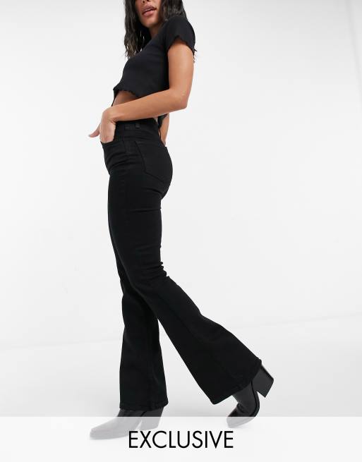 Reclaimed Vintage Inspired - 79' - Jean évasé ultra stretch - Noir pur