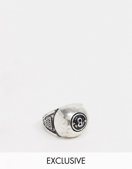 Reclaimed Vintage Inspired 8 ball ring in silver