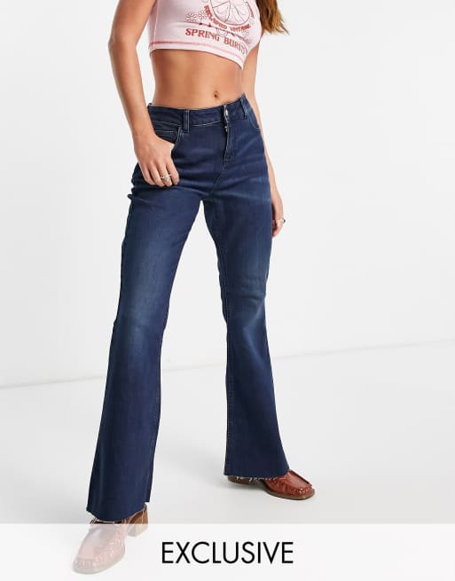 Reclaimed Vintage Inspired – 86' – Granatowe jeansowe dzwony z szerokimi nogawkami