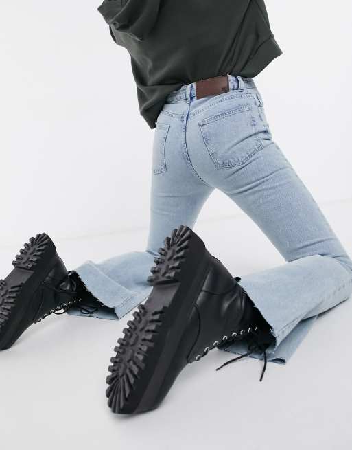 Reclaimed Vintage inspired '86 super wide flare jean in light stone wash, 2 of 4