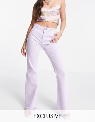 Reclaimed Vintage inspired 86' wide flare jean in lilac - ASOS Price Checker