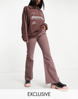 Reclaimed Vintage Inspired 86' wide flare jeans in washed brown