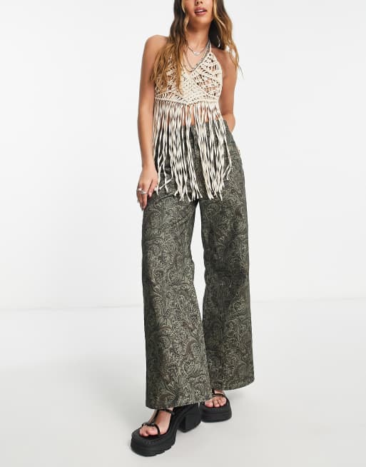 Reclaimed Vintage Inspired - 88' - Jeans a fondo ampio con stampa cachemire