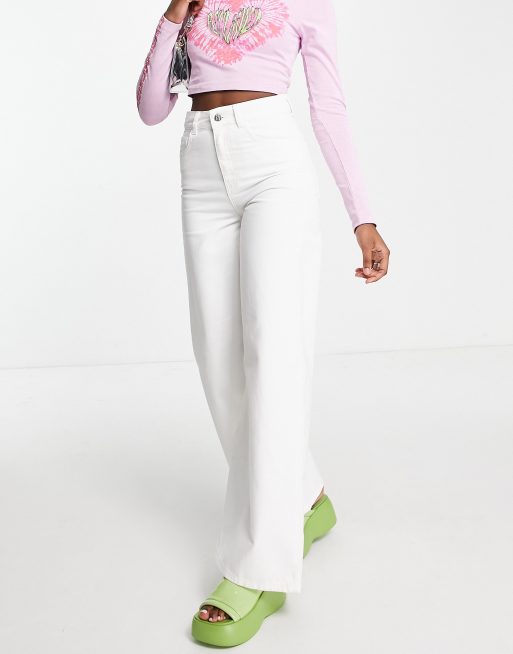 Reclaimed Vintage Inspired 88' wide leg jeans in white, 4 of 4