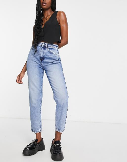 Reclaimed Vintage Inspired – 89' – Mellanblå avsmalnande jeans