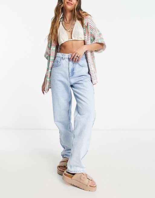 Reclaimed Vintage Inspired - 90'er dad-jeans i bleget vask - MBLUE