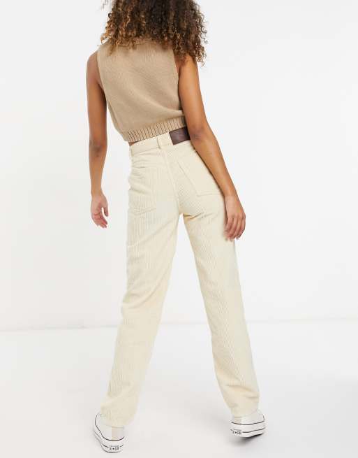 Reclaimed Vintage Inspired - 90'er dad-jeans i ecru fløjl, 3 af 4