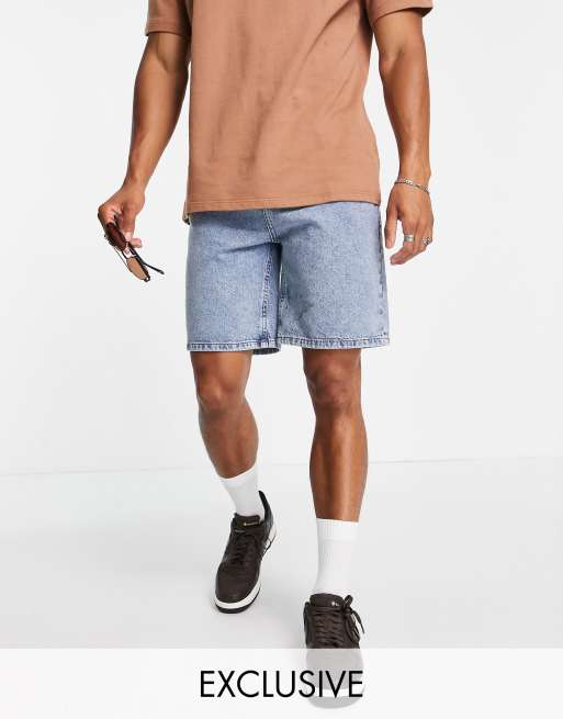 Reclaimed Vintage Inspired 90's baggy denim short in dirty bleach wash