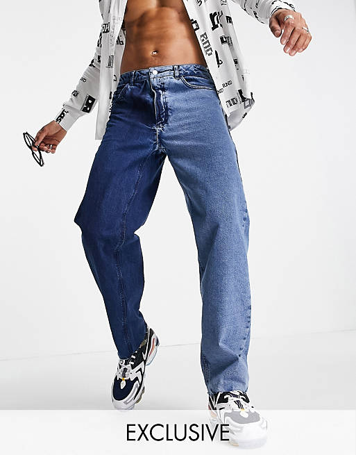Reclaimed Vintage inspired 90s baggy jean in colourblock