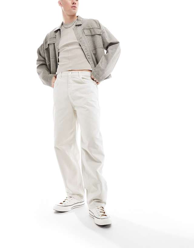 Reclaimed Vintage Inspired 90's baggy jean in ecru 1