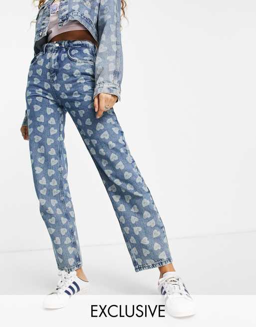 Reclaimed Vintage inspired 90's baggy jean in heart print