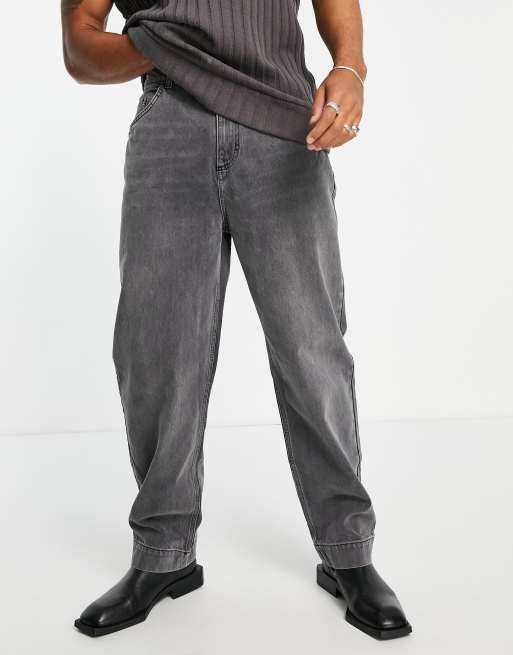 Reclaimed Vintage inspired 90s baggy jean in heavy washed black, 2 of 4