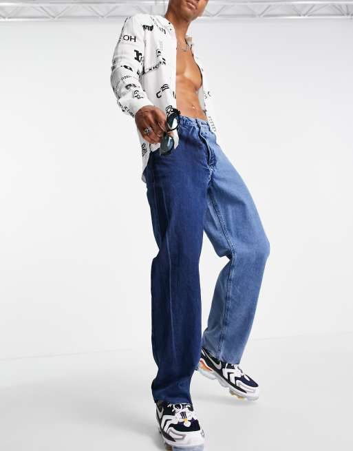 Reclaimed Vintage Inspired 90s baggy jeans in colour block ASOS