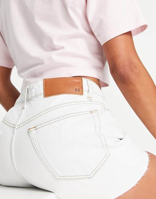 Reclaimed Vintage inspired 90 s cut off denim short in bleach wash