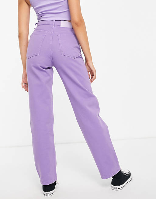 Women Reclaimed Vintage inspired 90's dad jean in bright lavender 