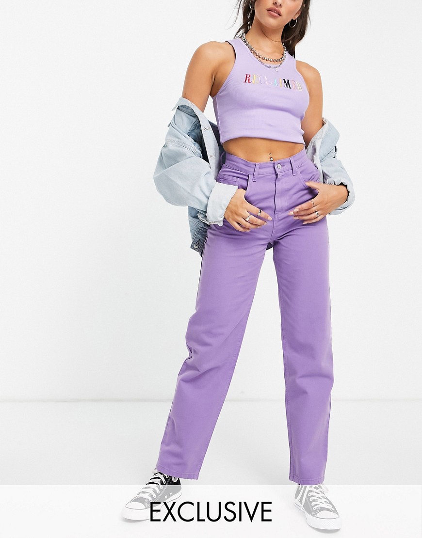 Reclaimed Vintage Inspired 90s dad jeans in bright lavender-Purple