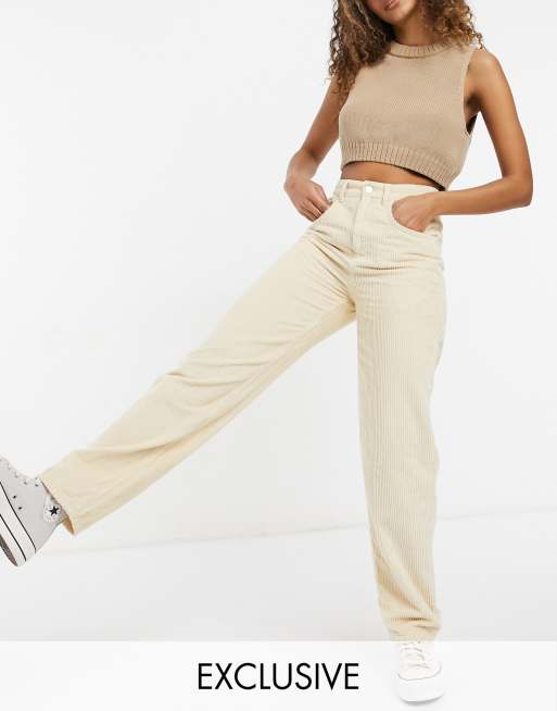 Reclaimed Vintage Inspired 90s dad jeans in ecru cord