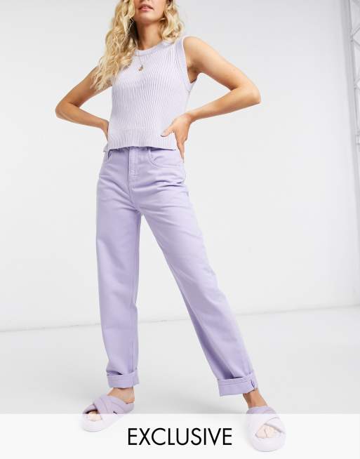 Reclaimed Vintage Inspired - 90s dad jeans in lila met wassing