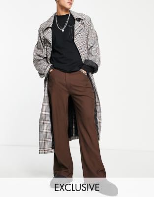 Reclaimed vintage inspired 90's flare pant in chocolate brown  