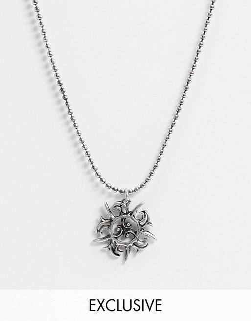 Reclaimed Vintage inspired 90s motif pendant neckchain in silver exclusive to ASOS