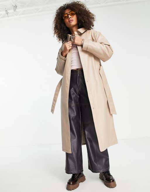 Reclaimed Vintage Inspired 90s oversized leather look trench in