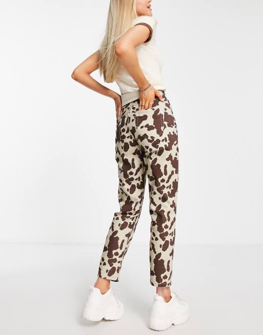 Reclaimed Vintage inspired 91 mom jean in cow print